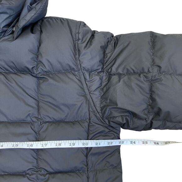 Land's End Sz M Quilted Down Full-length Jacket Black Puffer Winter Coat Hooded - Picture 10 of 16